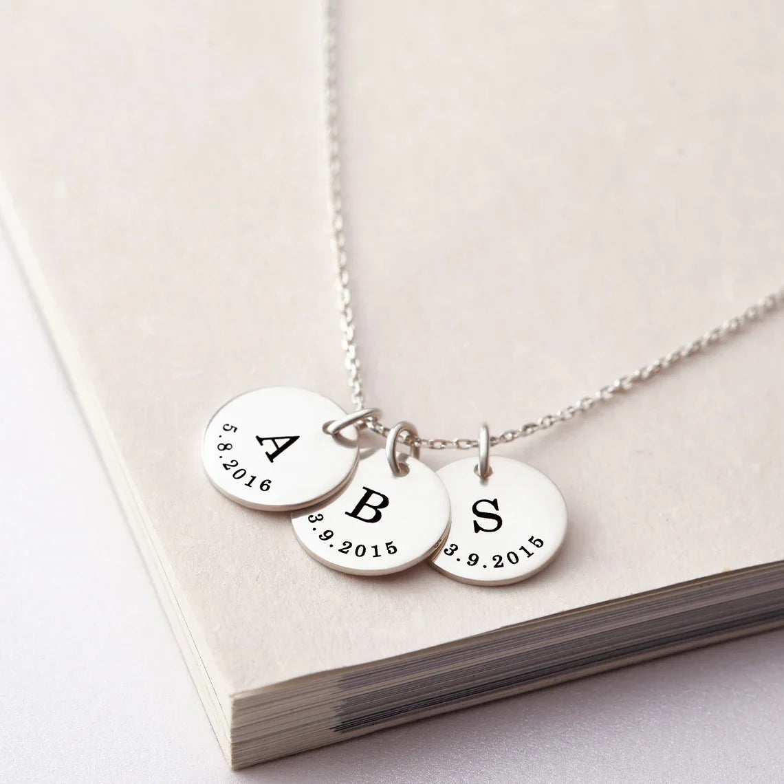 Personalized Initials and Birthdates Necklace (up to 6)
