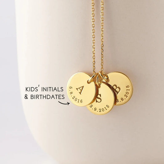 Personalized Initials and Birthdates Necklace (up to 6)