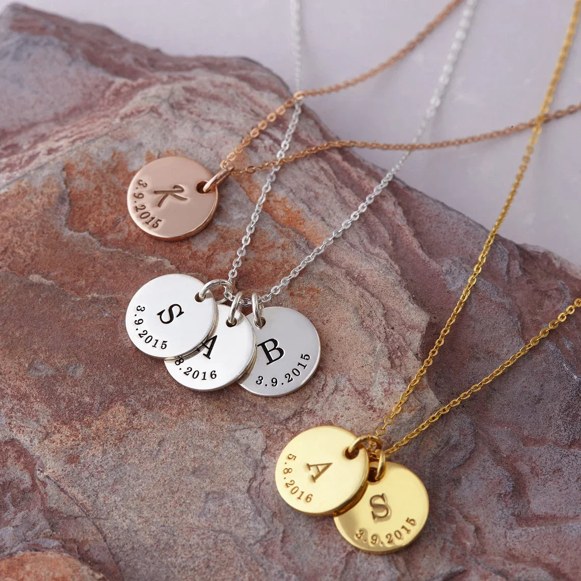 Personalized Initials and Birthdates Necklace (up to 6)