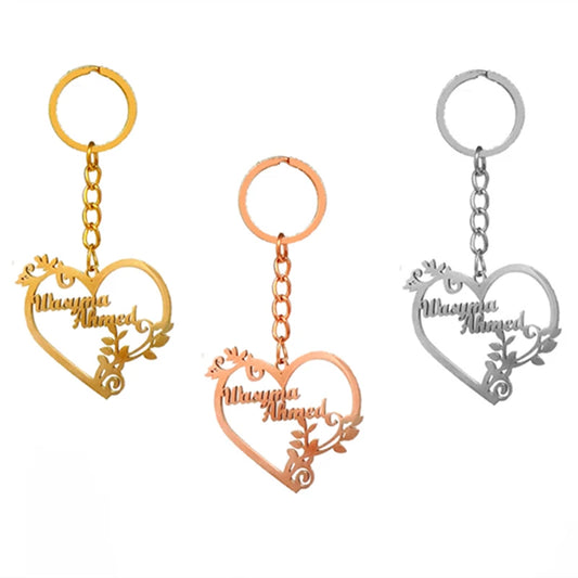 Personalized 1-5 Name Heart Keychain